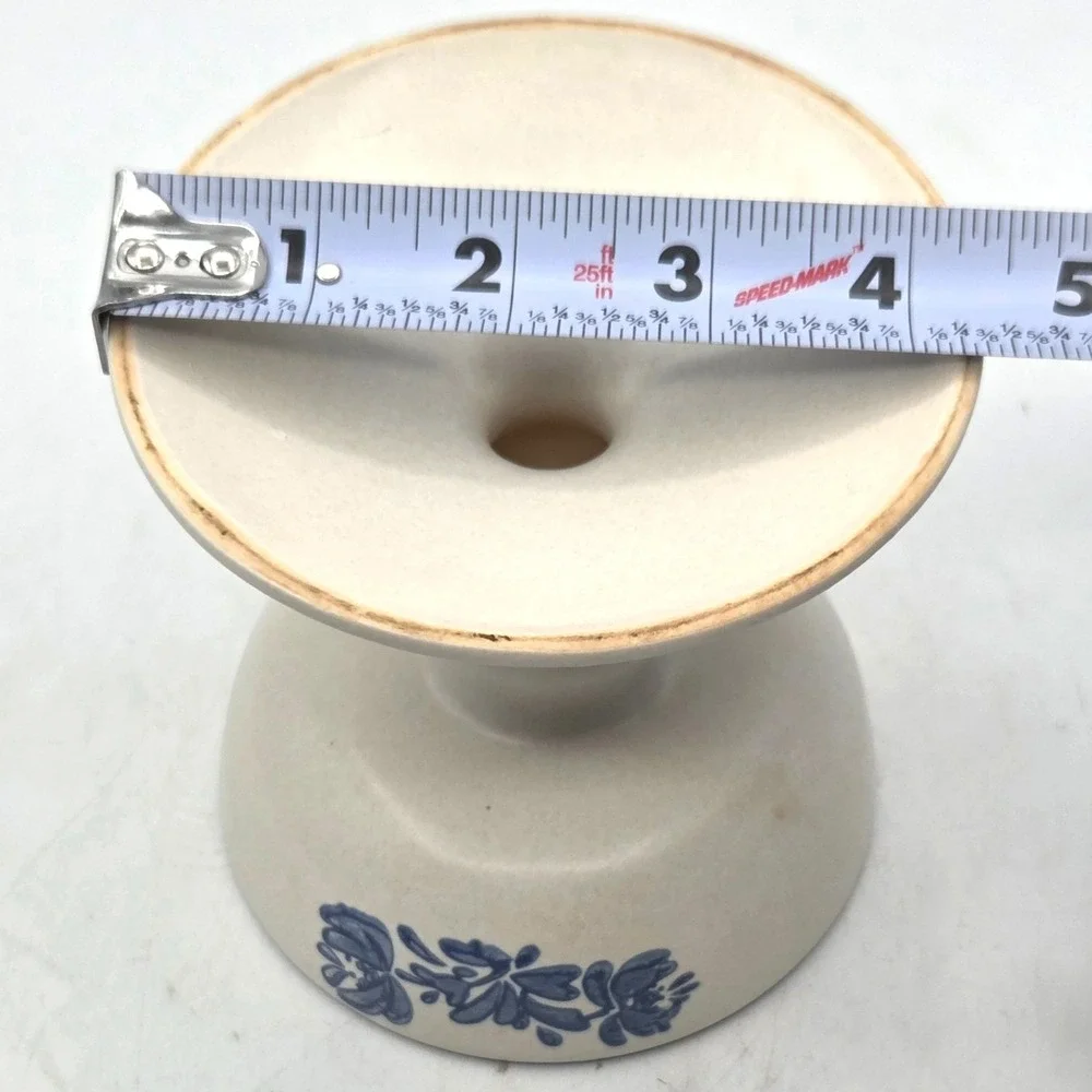 Vintage Platzgraff Yorktowne Stoneware Candle Holder‎ With Blue Floral Design